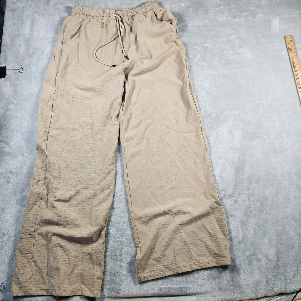 Philosophy Womens Wide‎ Leg Pants Beige Pull On Drawstring Size M